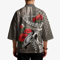 Hawaiian Honu Personalized Kimono Mocha Mousse Hibiscus Tribal Hook Pattern