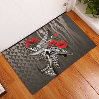 Hawaiian Honu Personalized Rubber Doormat Mocha Mousse Hibiscus Tribal Hook Pattern