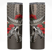 Hawaiian Honu Personalized Skinny Tumbler Mocha Mousse Hibiscus Tribal Hook Pattern