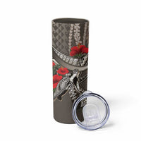 Hawaiian Honu Personalized Skinny Tumbler Mocha Mousse Hibiscus Tribal Hook Pattern