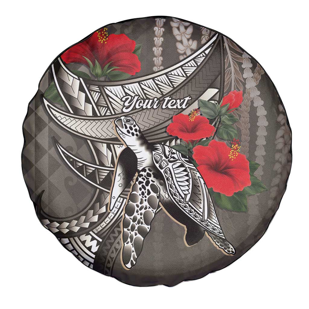 Hawaiian Honu Personalized Spare Tire Cover Mocha Mousse Hibiscus Tribal Hook Pattern