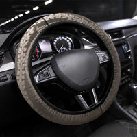 Hawaiian Honu Steering Wheel Cover Mocha Mousse Hibiscus Tribal Hook Pattern