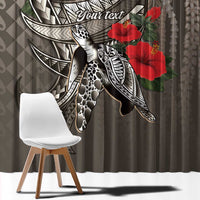 Hawaiian Honu Personalized Window Curtain Mocha Mousse Hibiscus Tribal Hook Pattern