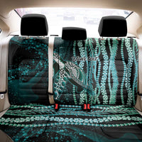 Hawaiian Honu Personalized Back Car Seat Cover Dark Cyan Maile Pikake Flower Lei Inspired