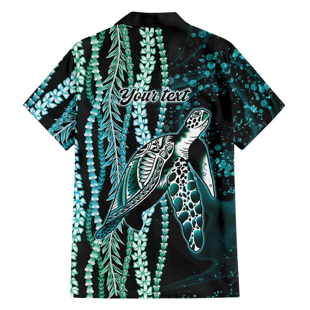 Hawaiian Honu Personalized Family Matching Off Shoulder Maxi Dress and Hawaiian Shirt Dark Cyan Maile Pikake Flower Lei Inspired LT9 - Polynesian Pride
