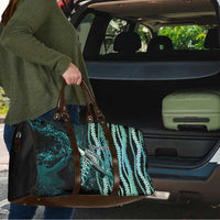 Hawaiian Honu Personalized Travel Bag Dark Cyan Maile Pikake Flower Lei Inspired