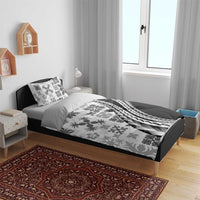 Black Hawaiian Quilt Pattern Bedding Set Mixed Polynesian Tribal Arty