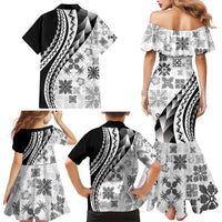 Black Hawaiian Quilt Pattern Family Matching Mermaid Dress and Hawaiian Shirt Mixed Polynesian Tribal Arty LT9 - Polynesian Pride