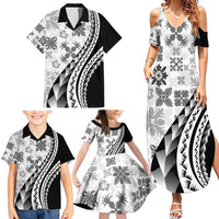 Black Hawaiian Quilt Pattern Family Matching Summer Maxi Dress and Hawaiian Shirt Mixed Polynesian Tribal Arty LT9 - Polynesian Pride