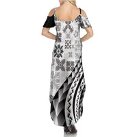 Black Hawaiian Quilt Pattern Family Matching Summer Maxi Dress and Hawaiian Shirt Mixed Polynesian Tribal Arty LT9 - Polynesian Pride