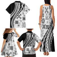 Black Hawaiian Quilt Pattern Family Matching Tank Maxi Dress and Hawaiian Shirt Mixed Polynesian Tribal Arty LT9 - Polynesian Pride