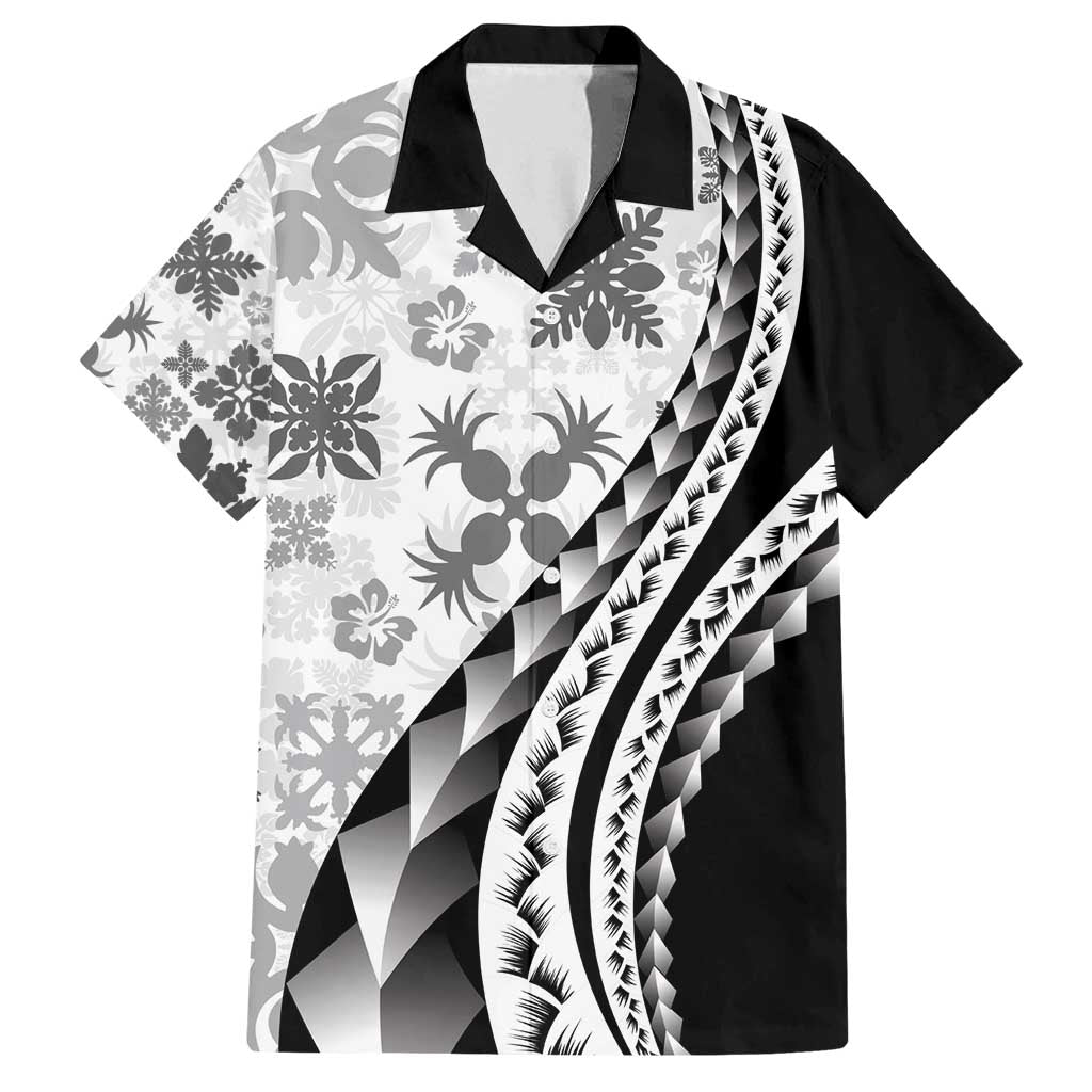 Black Hawaiian Quilt Pattern Family Matching Tank Maxi Dress and Hawaiian Shirt Mixed Polynesian Tribal Arty LT9 Dad's Shirt - Short Sleeve Black - Polynesian Pride