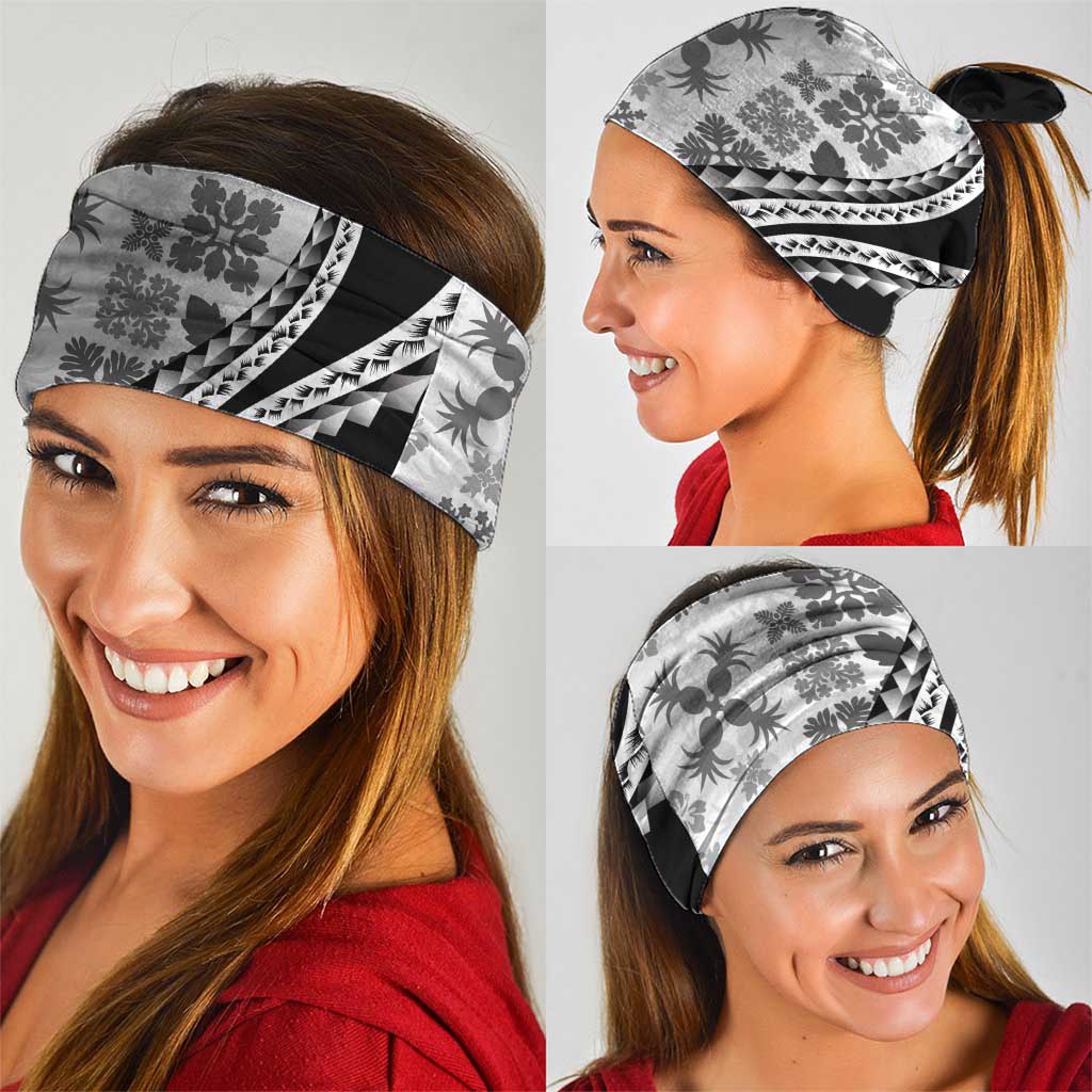 Black Hawaiian Quilt Pattern Neck Gaiter Mixed Polynesian Tribal Arty - Polynesian Pride