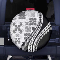 Black Hawaiian Quilt Pattern Spare Tire Cover Mixed Polynesian Tribal Arty LT9 No hole Black - Polynesian Pride
