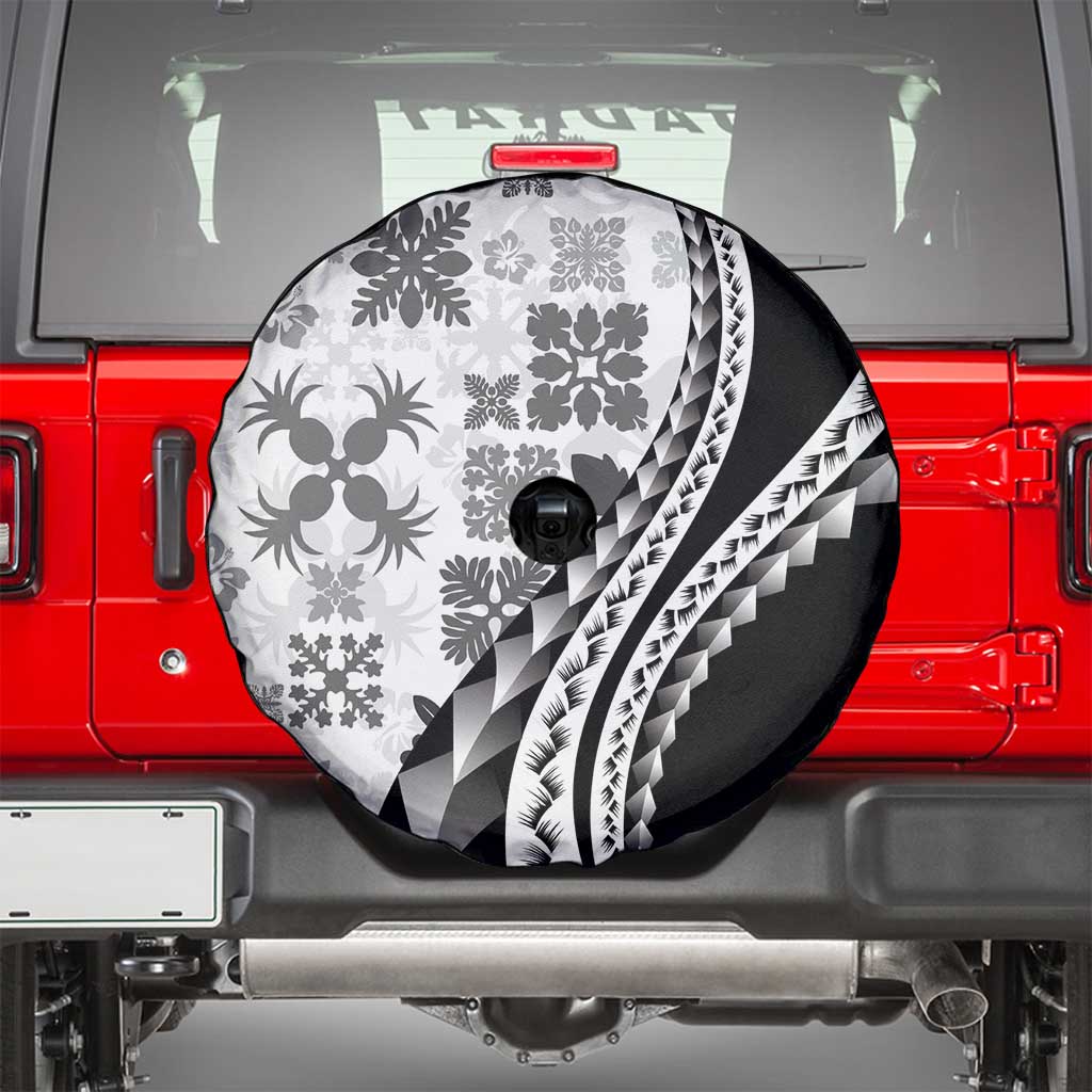 Black Hawaiian Quilt Pattern Spare Tire Cover Mixed Polynesian Tribal Arty LT9 - Polynesian Pride