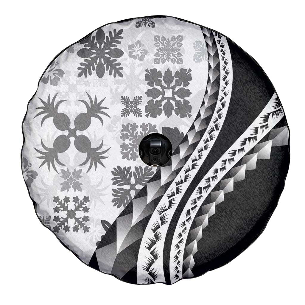 Black Hawaiian Quilt Pattern Spare Tire Cover Mixed Polynesian Tribal Arty LT9 - Polynesian Pride