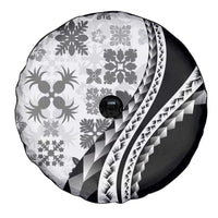 Black Hawaiian Quilt Pattern Spare Tire Cover Mixed Polynesian Tribal Arty LT9 - Polynesian Pride