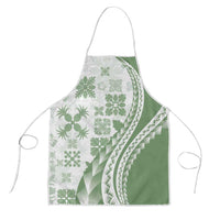 Green Hawaiian Quilt Pattern Apron Mixed Polynesian Tribal Arty - Polynesian Pride