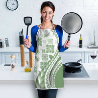 Green Hawaiian Quilt Pattern Apron Mixed Polynesian Tribal Arty - Polynesian Pride