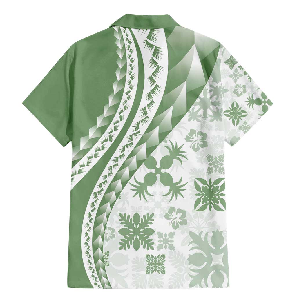 Green Hawaiian Quilt Pattern Family Matching Mermaid Dress and Hawaiian Shirt Mixed Polynesian Tribal Arty LT9 - Polynesian Pride