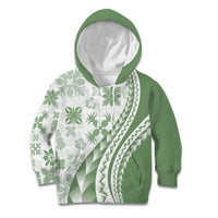 Green Hawaiian Quilt Pattern Kid Hoodie Mixed Polynesian Tribal Arty LT9 Hoodie Green - Polynesian Pride