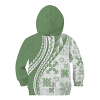 Green Hawaiian Quilt Pattern Kid Hoodie Mixed Polynesian Tribal Arty LT9 - Polynesian Pride