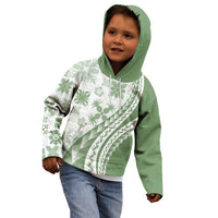 Green Hawaiian Quilt Pattern Kid Hoodie Mixed Polynesian Tribal Arty LT9 - Polynesian Pride