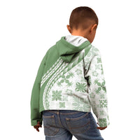 Green Hawaiian Quilt Pattern Kid Hoodie Mixed Polynesian Tribal Arty LT9 - Polynesian Pride