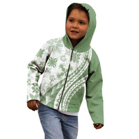 Green Hawaiian Quilt Pattern Kid Hoodie Mixed Polynesian Tribal Arty LT9 - Polynesian Pride