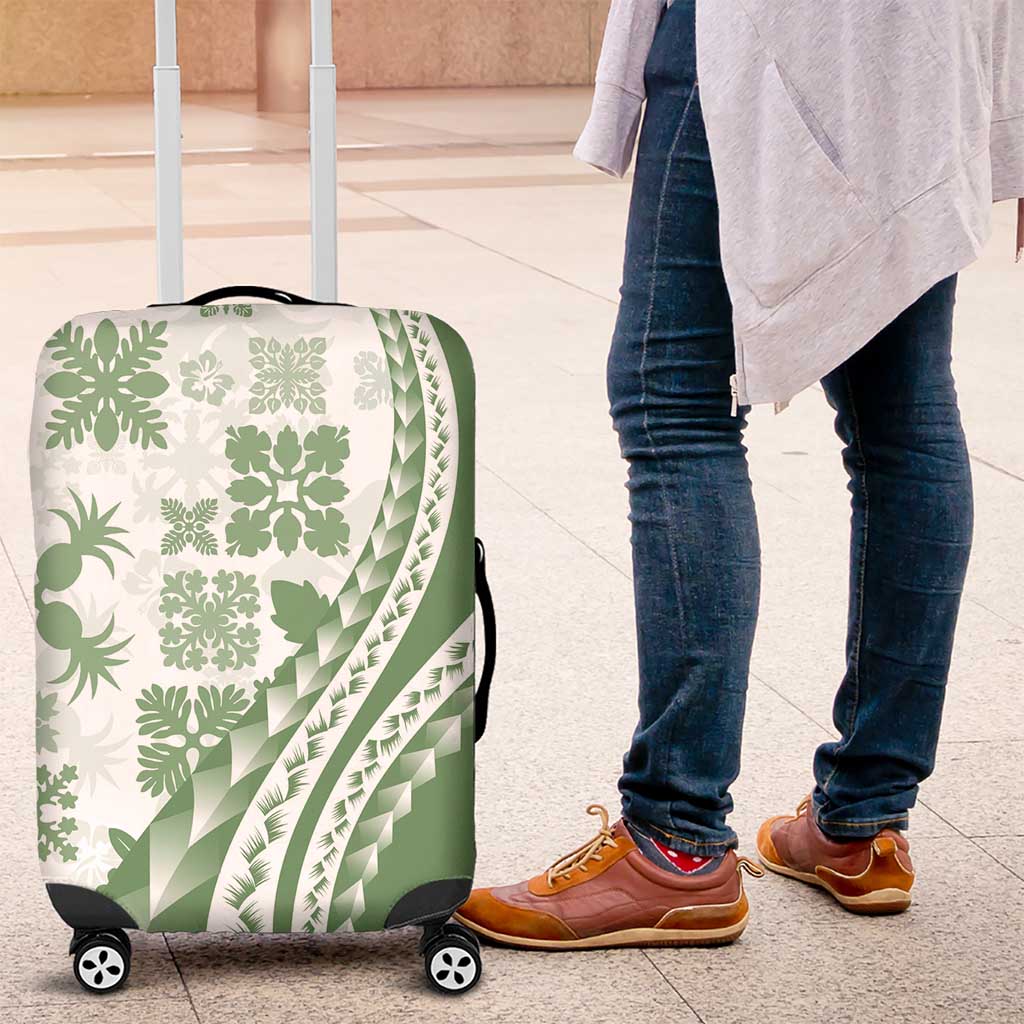 Green Hawaiian Quilt Pattern Luggage Cover Mixed Polynesian Tribal Arty LT9 Green - Polynesian Pride