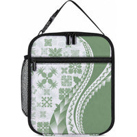 Green Hawaiian Quilt Pattern Lunch Bag Mixed Polynesian Tribal Arty LT9 10.2 × 8.3 × 4.3 inch Green - Polynesian Pride