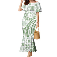 Green Hawaiian Quilt Pattern Mermaid Dress Mixed Polynesian Tribal Arty LT9 Women Green - Polynesian Pride
