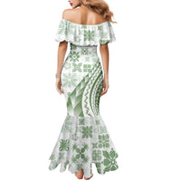Green Hawaiian Quilt Pattern Mermaid Dress Mixed Polynesian Tribal Arty LT9 - Polynesian Pride