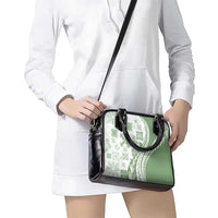 Green Hawaiian Quilt Pattern Shoulder Handbag Mixed Polynesian Tribal Arty