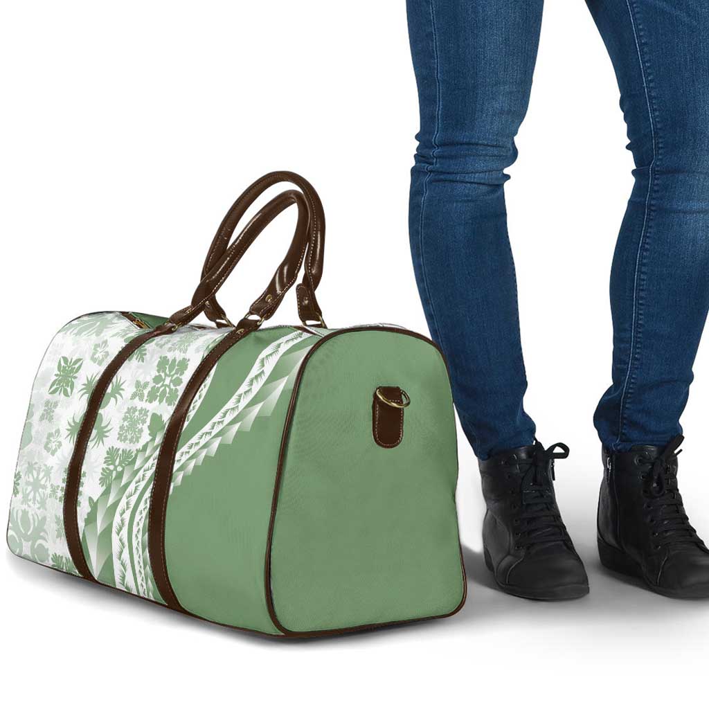Green Hawaiian Quilt Pattern Travel Bag Mixed Polynesian Tribal Arty - Polynesian Pride
