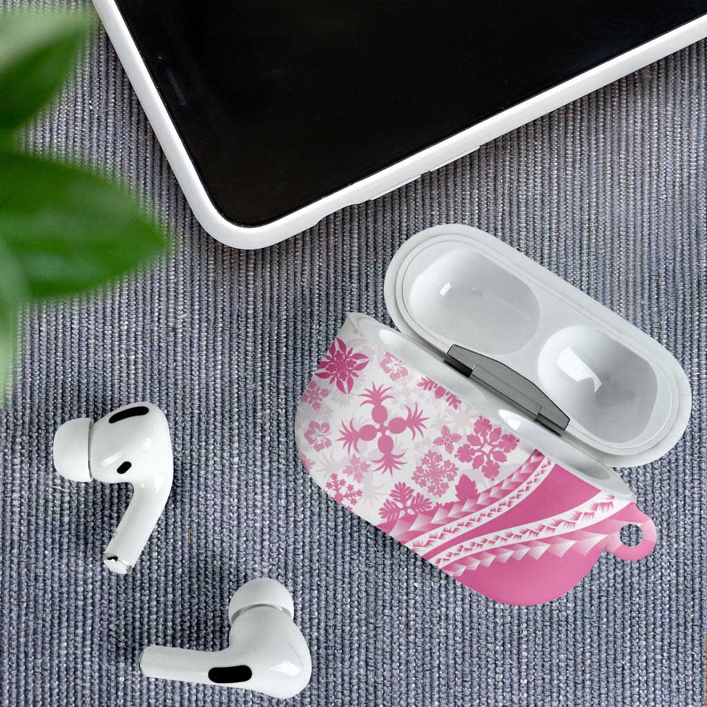 Pink Hawaiian Quilt Pattern AirPods Case Mixed Polynesian Tribal Arty - Polynesian Pride