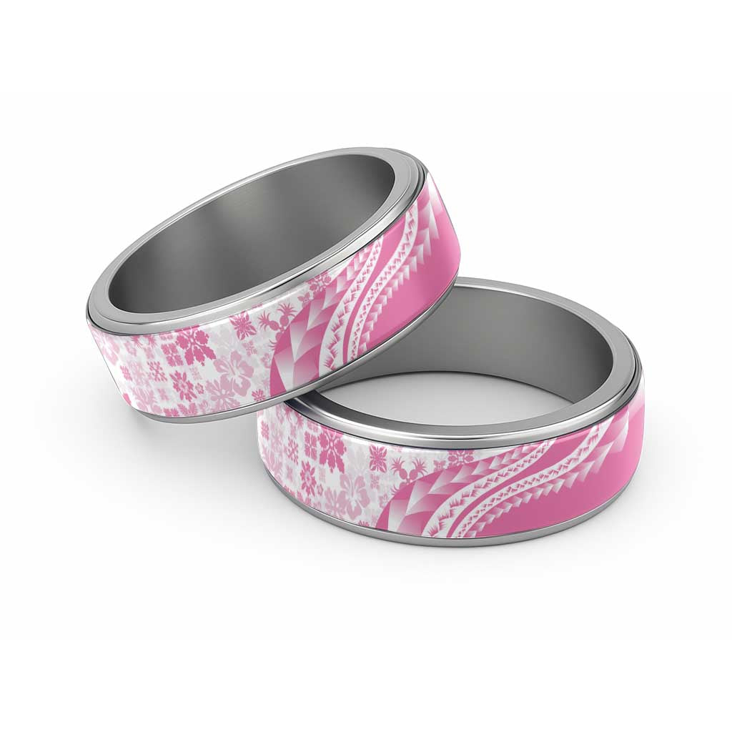 Pink Hawaiian Quilt Pattern Classic Ring Mixed Polynesian Tribal Arty LT9 Sliver Pink - Polynesian Pride