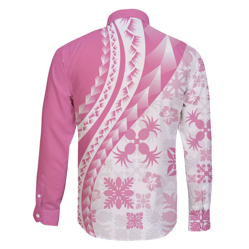 Pink Hawaiian Quilt Pattern Family Matching Mermaid Dress and Hawaiian Shirt Mixed Polynesian Tribal Arty LT9 - Polynesian Pride