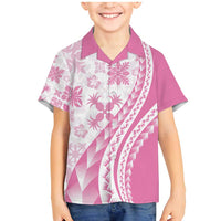 Pink Hawaiian Quilt Pattern Family Matching Mermaid Dress and Hawaiian Shirt Mixed Polynesian Tribal Arty LT9 Son's Shirt Pink - Polynesian Pride