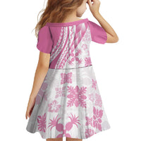 Pink Hawaiian Quilt Pattern Family Matching Off Shoulder Maxi Dress and Hawaiian Shirt Mixed Polynesian Tribal Arty LT9 - Polynesian Pride