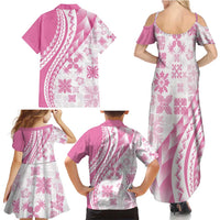 Pink Hawaiian Quilt Pattern Family Matching Summer Maxi Dress and Hawaiian Shirt Mixed Polynesian Tribal Arty LT9 - Polynesian Pride