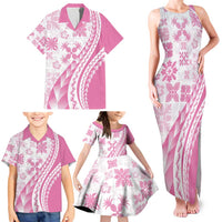 Pink Hawaiian Quilt Pattern Family Matching Tank Maxi Dress and Hawaiian Shirt Mixed Polynesian Tribal Arty LT9 - Polynesian Pride