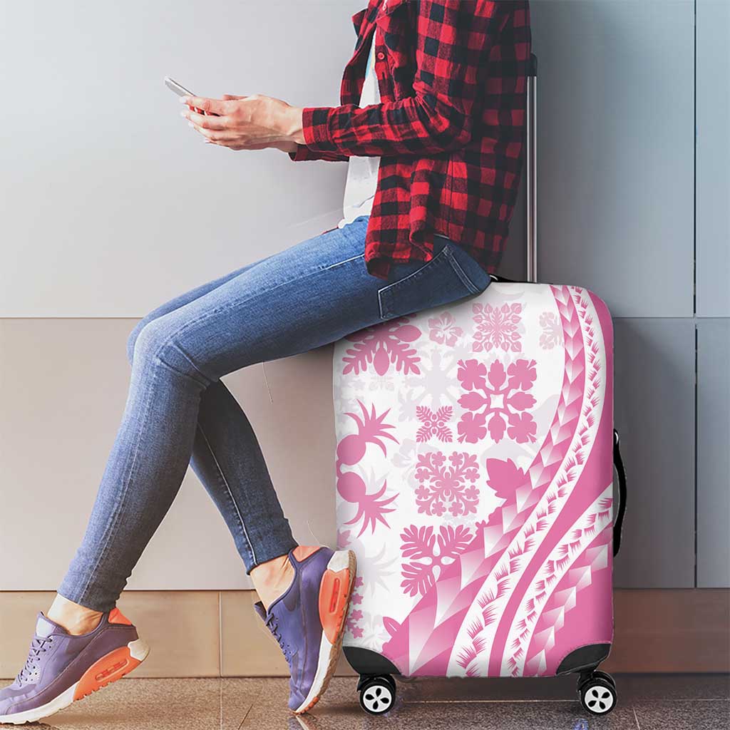 Pink Hawaiian Quilt Pattern Luggage Cover Mixed Polynesian Tribal Arty