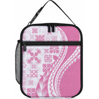 Pink Hawaiian Quilt Pattern Lunch Bag Mixed Polynesian Tribal Arty LT9 10.2 × 8.3 × 4.3 inch Pink - Polynesian Pride