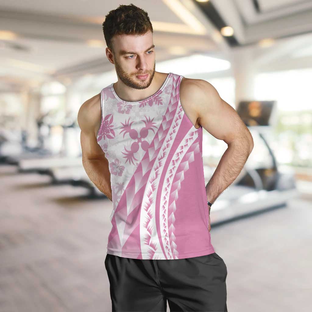 Pink Hawaiian Quilt Pattern Men Tank Top Mixed Polynesian Tribal Arty LT9 Pink - Polynesian Pride