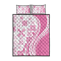 Pink Hawaiian Quilt Pattern Quilt Bed Set Mixed Polynesian Tribal Arty