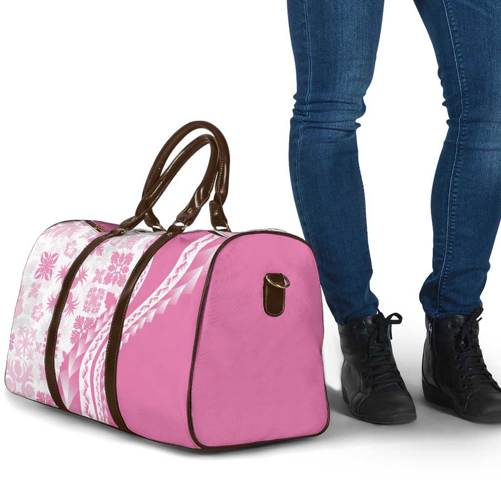 Pink Hawaiian Quilt Pattern Travel Bag Mixed Polynesian Tribal Arty - Polynesian Pride