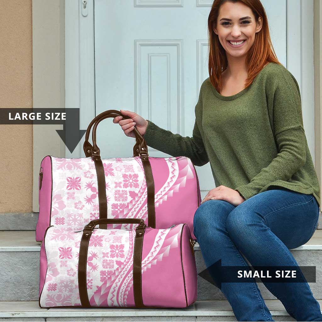 Pink Hawaiian Quilt Pattern Travel Bag Mixed Polynesian Tribal Arty - Polynesian Pride