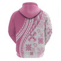 Pink Hawaiian Quilt Pattern Zip Hoodie Mixed Polynesian Tribal Arty LT9 - Polynesian Pride