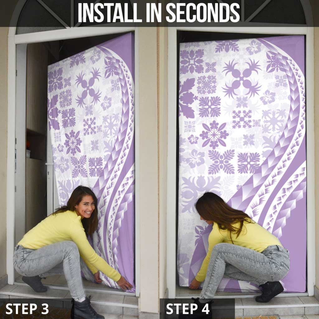 Purple Hawaiian Quilt Pattern Door Cover Mixed Polynesian Tribal Arty LT9 - Polynesian Pride